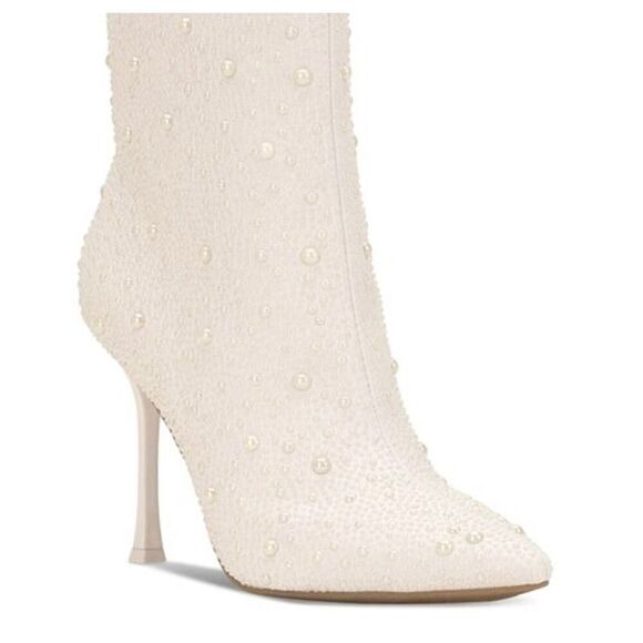 INC International Concepts Size 10.5 Natural Pointed Toe Pearl Accent High‎ Heel - Picture 1 of 9